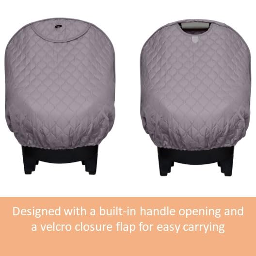 liuliuby Baby Car Seat Weather Shield | Warm Quilted Winter Cover with Clear Window for Infant Carseat | Keeps Babies & Newborn Protected in Cold | Car Seat Cover for Boys & Girls (Gray) - Image 4